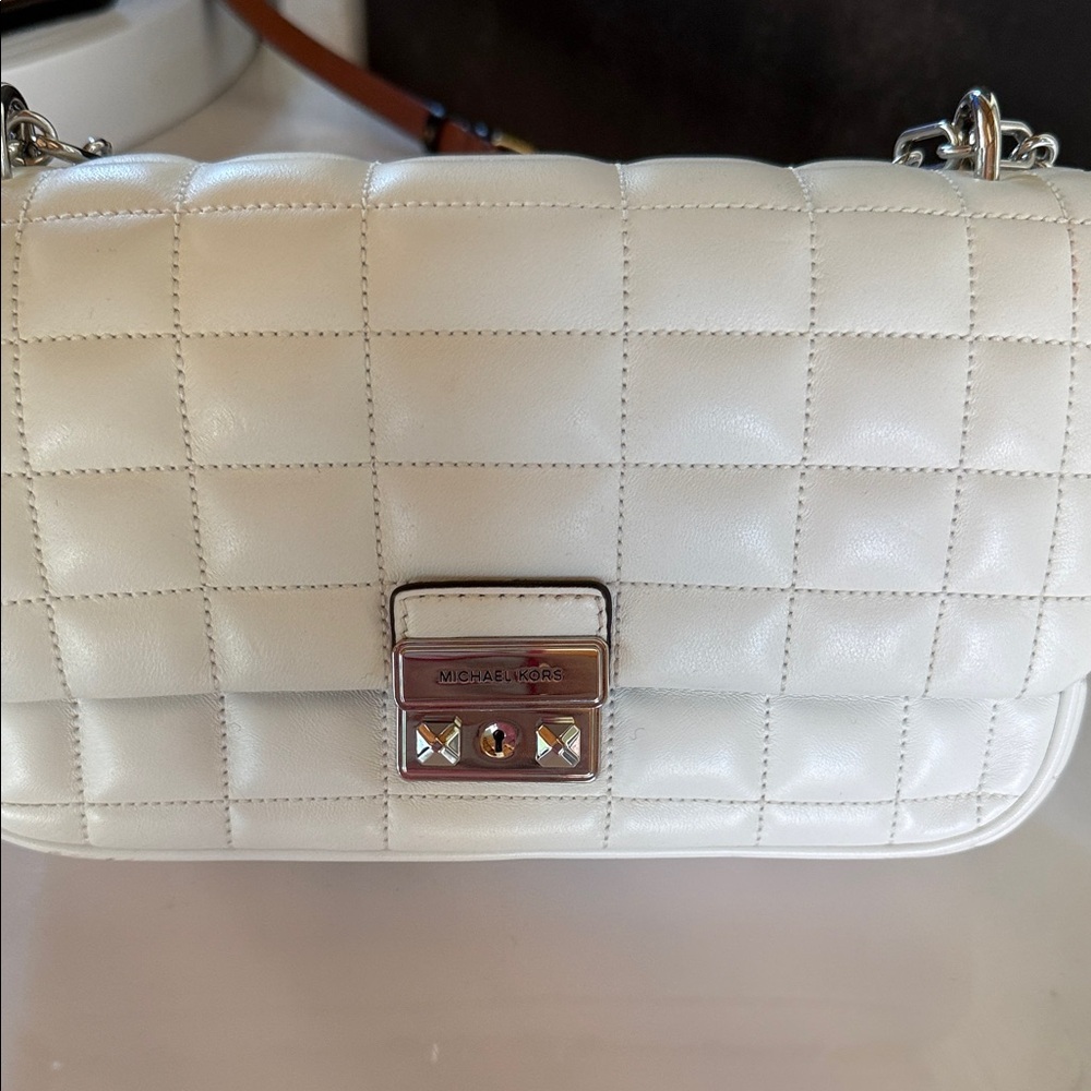Michael Kors White Quilted Crossbody Bag
